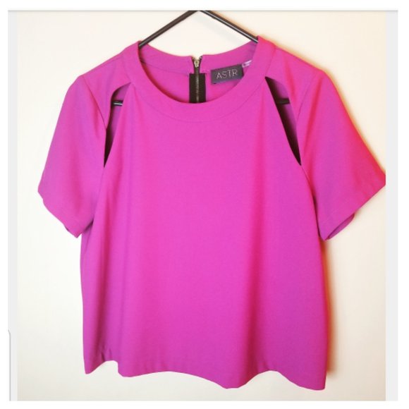ASTR Crop Top Blouse Fuchsia Pink - Picture 1 of 6